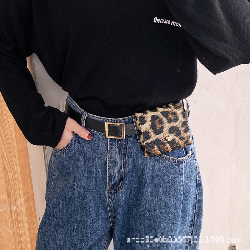 Women Waist Bag Black Pink Leopard Fanny Pack Women Pu Leather Zebra Minni Fanny Pack For Woman Lady Waist Bag: Leopard