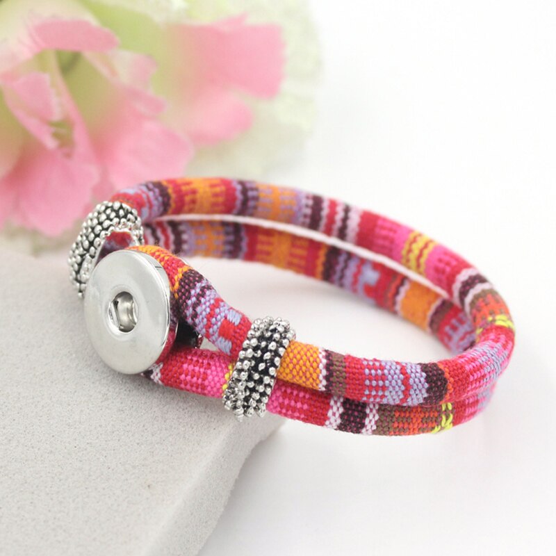 10pcs Snap Bracelet 8 Colors Ethnic Style Bihemian Bracelet&amp;Bangle For Women 18mm Snap Jewelry Pulsera Bijoux