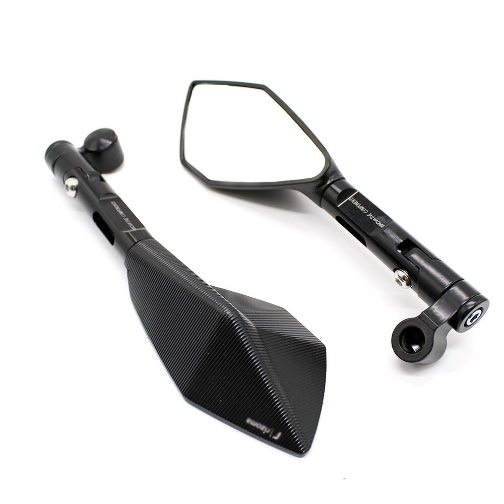 1 paar Motorfiets Accessoires Spiegels Motor CNC Aluminium Achteruitkijkspiegel Zijspiegel Wit Blauw Lens Motor Spiegels Universele: Black (white lens)