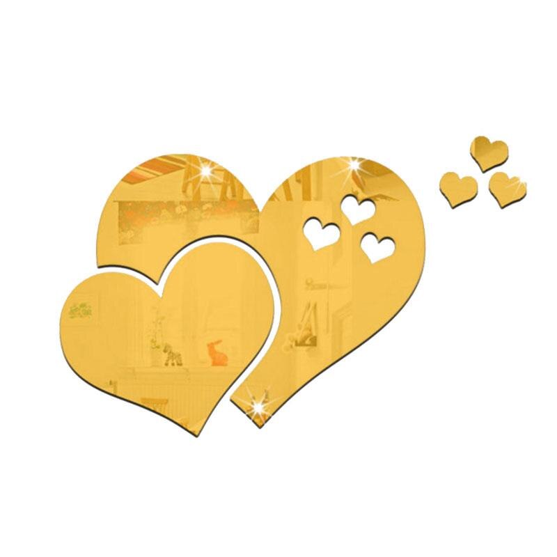 Mirror Wall Stickers Hearts Love Hearts Hearts Removable 3D 3D Removable Home Mural Art Room Decal Decor Bedroom