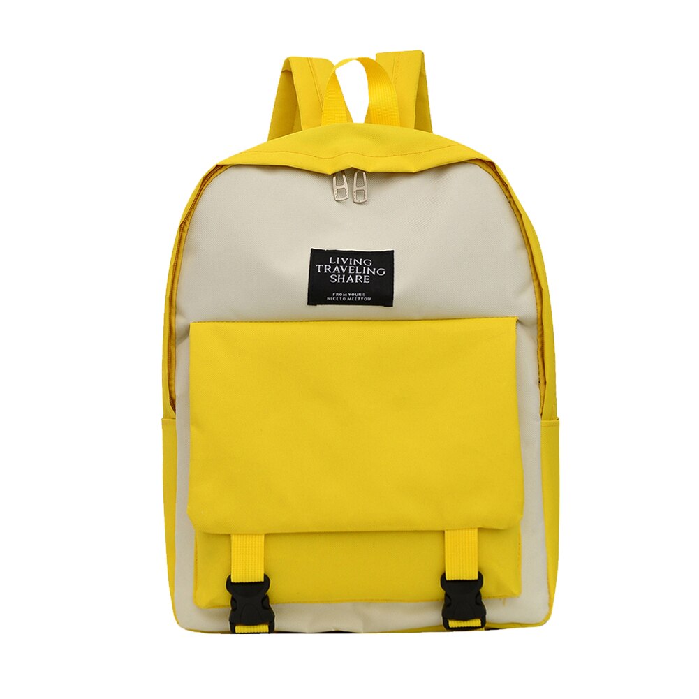 Multi-Functionele Vrouwelijke Festival Grote Capaciteit Rugzak Studenten Hit Kleur Eenvoudige Mochila School Bagpack: Geel