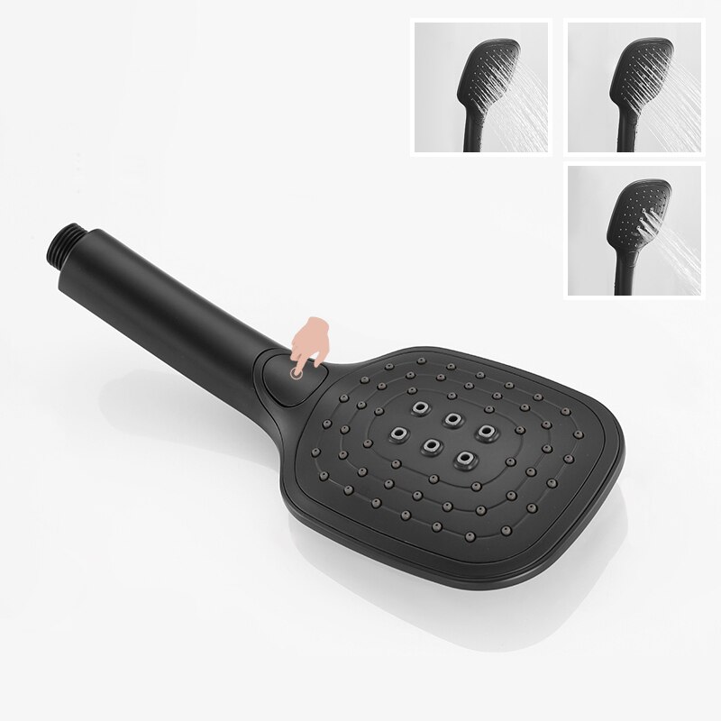 Black 3 Function ABS Hand Held Shower Head High Pressure Rain Shower Sprayer Set Wall Mount Slide Bar with Hose and Bracket