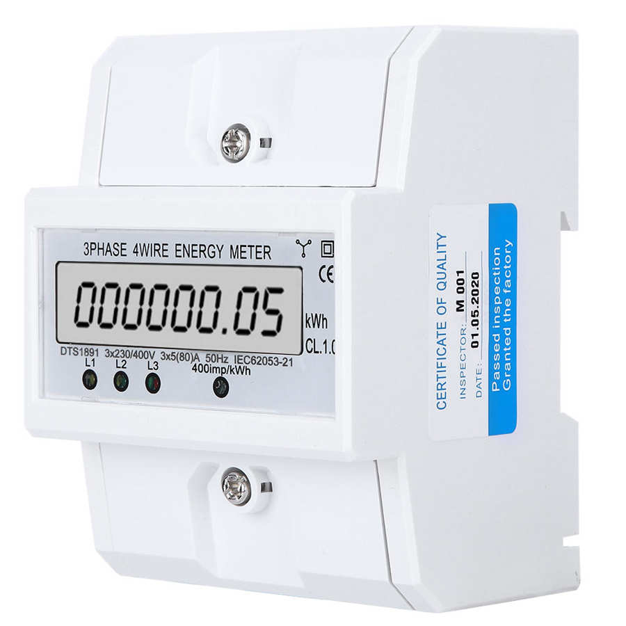 DTS1891 Energy Meter 3 Phase 4 Wire LCD Digital Display Smart Home Electric Measurement Device