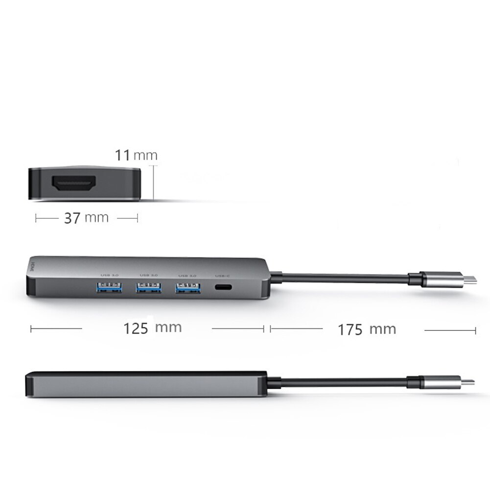 5 in 1 Laptop Docking Stationen Aluminium Legierung Gehäbenutzen Verlängerung Dock Typ-C zu USB-C 3 USB 3,0 HDMI PD Konverter Splitter: A