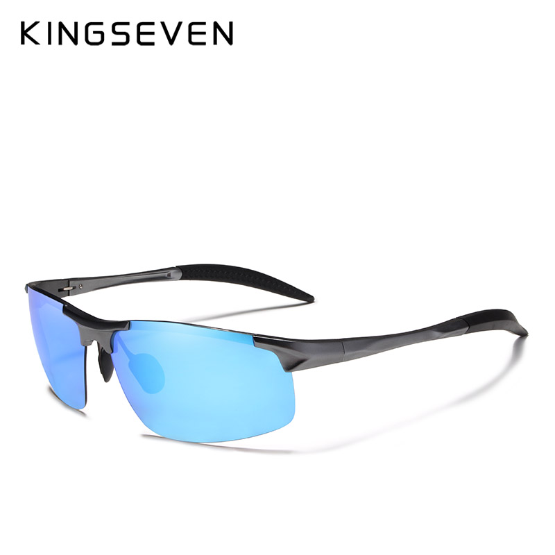 Kingseven mærke mænds briller polariseret belægning solbriller mænd solbriller kvinder beskyttelsesbriller nattesyn kører solbriller 7523: Blå