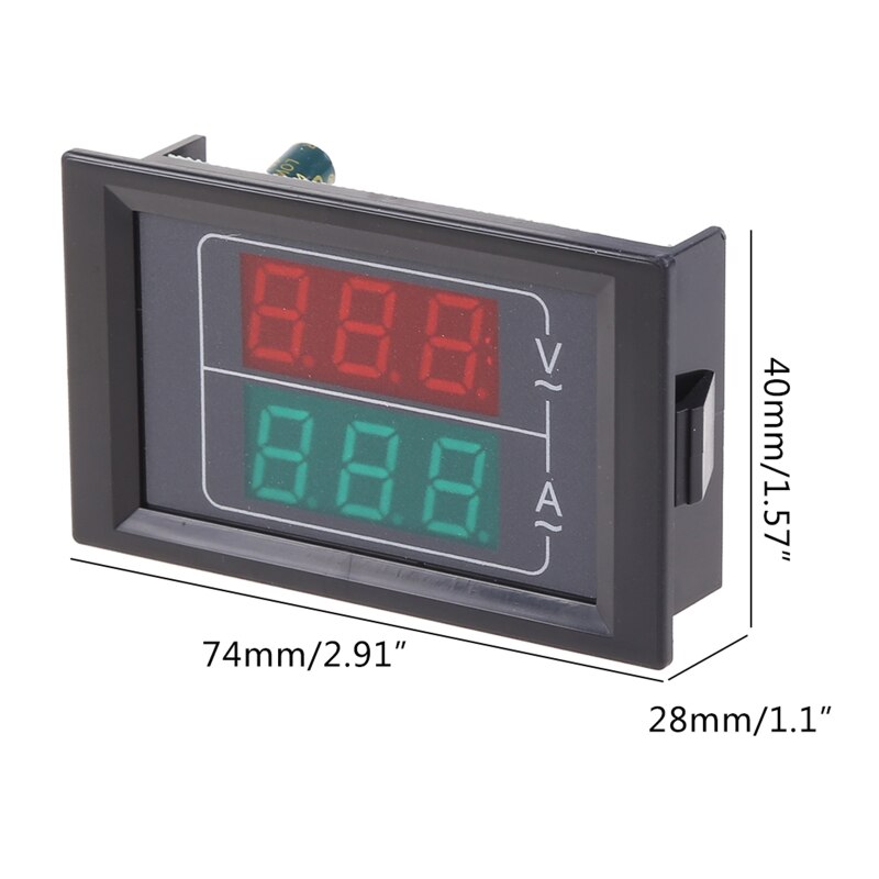 M6CF Volt Amp Meter Digital Voltmeter Ammeter Panel, 0.39 Inches LED 2 in 1 Multimeter 2-Wire Voltage Amperage Tester Gauge