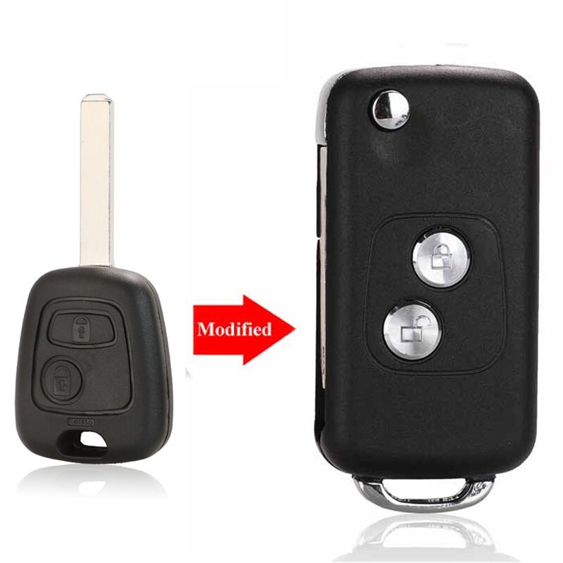 Jingyuqin 2 knappar modifierad flip bil nyckelfodral tom skal för citroen  c1 c2 c3 xsara picasso för peugeot 206 306 307 406: Va2 / För citroen