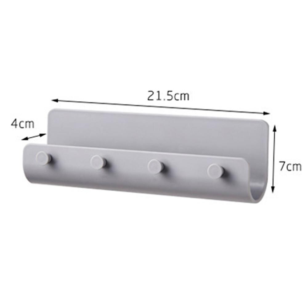 Wall-mounted Key Hanger Rack 4 Hooks Plastic Key Holder Hook Decorative Wall Shelf U-shaped Storage Rack Organizer Home Decor