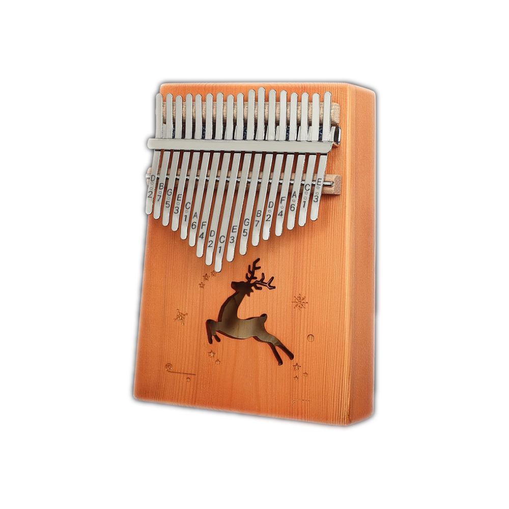17 Toetsen Duimpiano - Mahonie Kalimba - Beginners Muziekinstrument met Doekje: Donker rendier