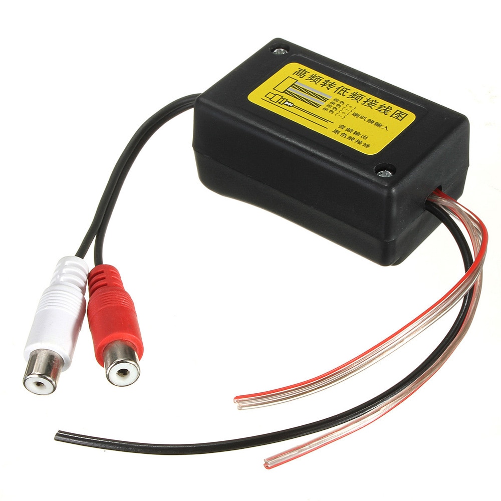 convertidor RCA de altavoz para coche de 2 canales de alto a bajo nivel, negro, duradero, con cable de tierra adecuado para coche