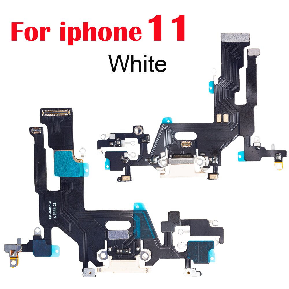 1pcs USB Charging Charger Port Flex Cable For iPhone 11 12 pro Max mini Dock Charger Connector With Microphone Flex Replacement: for 11 white