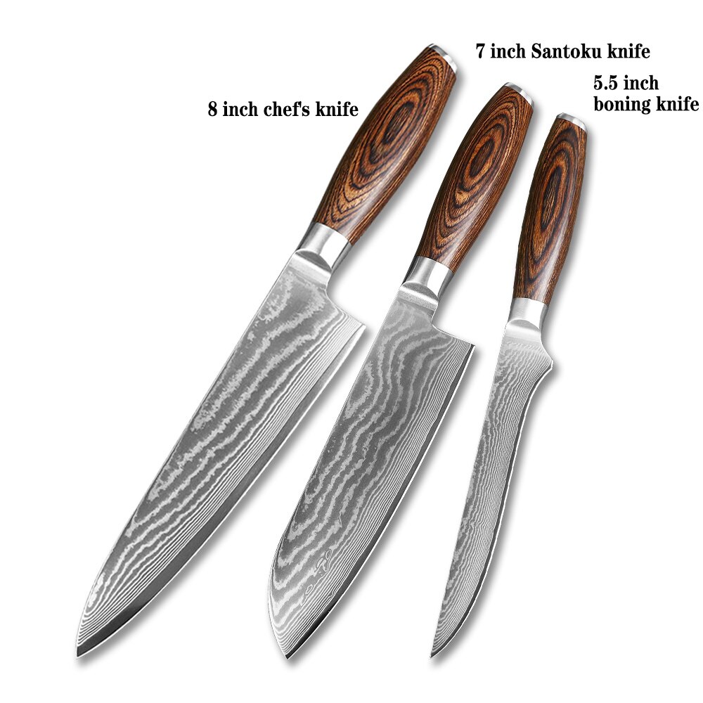 JUMCSONG-cuchillo de cocina para el hogar, utensilio de cocina de 67 capas, de acero damasco, para Chef, Santoku Nakiri Sashimi
