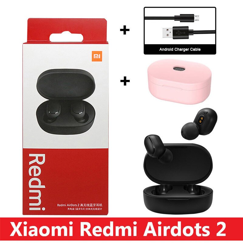 Xiaomi-auriculares inalámbricos Redmi AirDots 2, audífonos intrauditivos con Bluetooth 5,0, originales, nuevos: with Cable and Case3