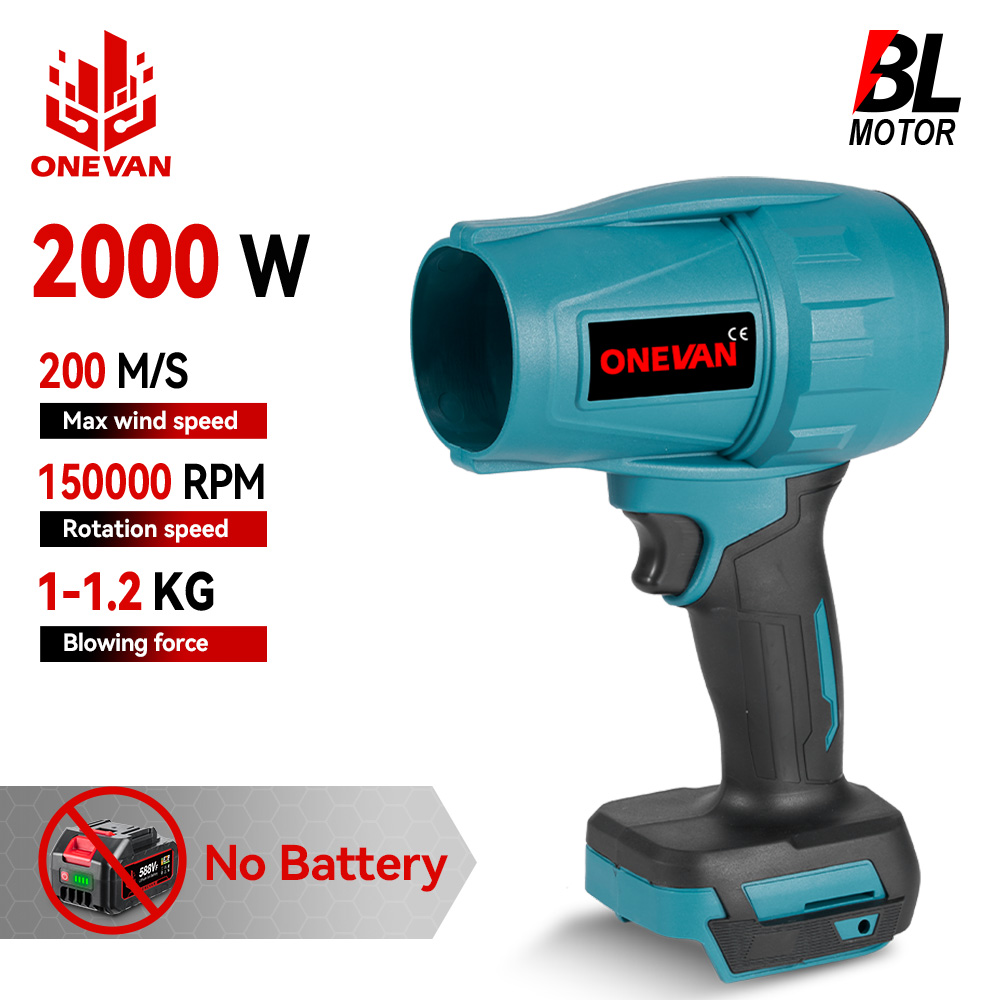 ONEVAN 200 mt/s 2000 W Bürstenlosen Turbo Fan Gebläse Elektrische Handheld Jet Fan Schnee Blatt Staub Blasen Werkzeug für 21 V 18 V Batterie