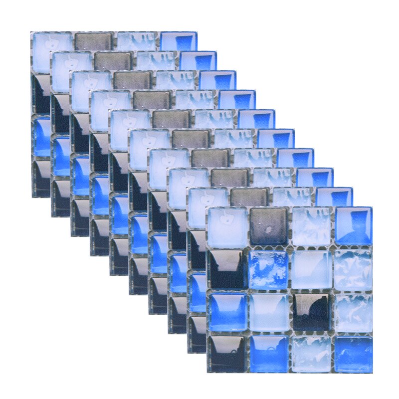 Autocollants muraux en mosaïque, 10 pièces, 10x10cm, autocollant pour peler et coller, rétro-adhésif, pour bricolage, cuisine, salle de bain, décoration murale de la maison: B03