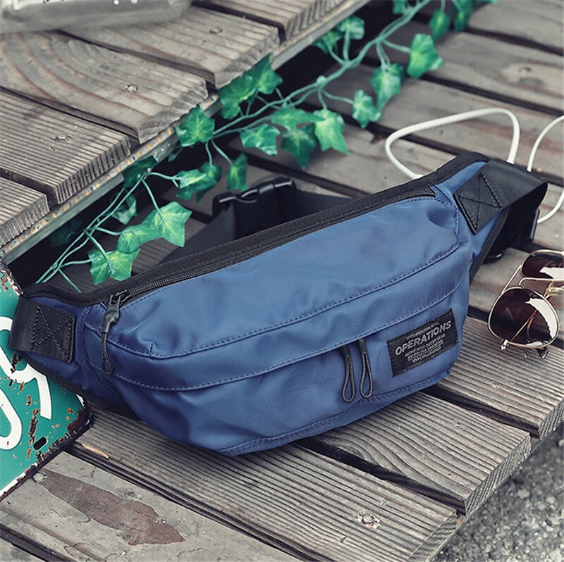 Bolsa de cintura masculina oxford, à prova d&#39;água, casual, de peito, moda, hip hop, cinto, bolsa de ombro para viagem ao ar livre: blue