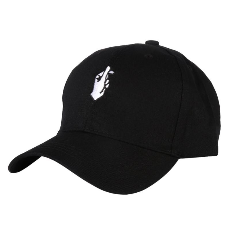 WEIXINBUY nouvelle amour gestes doigt broderie casquettes hommes femmes Snap back chapeaux Flipper petit coeur casquette: Noir