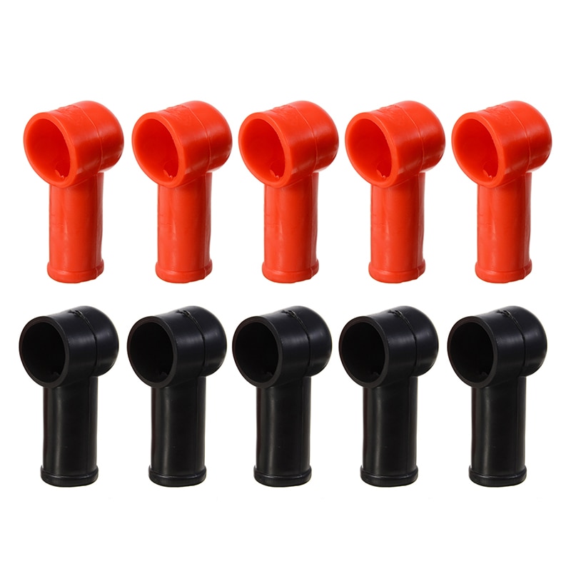 10pcs Black Red Battery Terminal Protective Covers Round Insulating Caps Insulating Protector Replacement Batteries Accessories