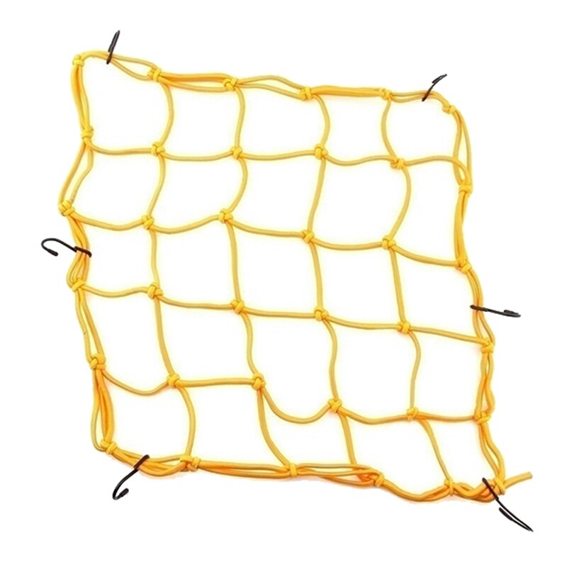 40X40Cm Bagagenet Motorhelm Mesh Opslag Motorhelm Bungee Bagage Compressie Ctorage Cargo Afwerking Netto 6 haken: 40x40cm Yellow