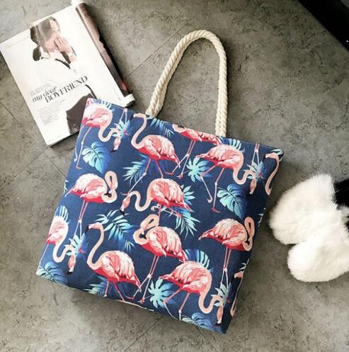 Neuestes modell Flamingo Segeltuch handtaschen, große kapazität, lässige schultertasche, lässige schlichtheit, Hochschule-schultasche  cz240: Blau