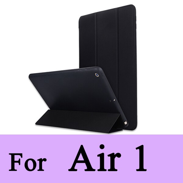 Rovtop Case Cover For iPad 9.7 Air 2 Air 1 Pro 10.5 Case Silicone Soft Leather Smart Case Cover for Generation Funda: Cool Black for Air1