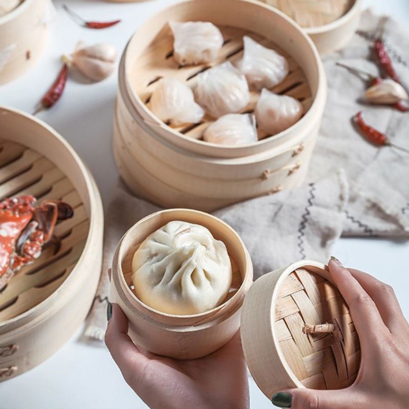 2 -lags med låg holdbart køkkengrej bambusdamper kinesisk køkken køkkengrej fisk ris dim sum kurv ris pasta komfur sæt