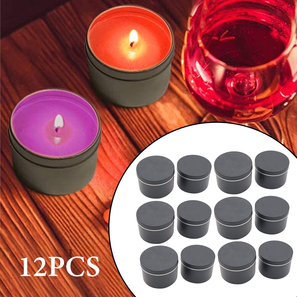 12pcs Multipurpose Container 4 Oz Storage Box Tinplate Accessories Party Favor Round DIY Empty Jar Salves Candle Tin With Lid