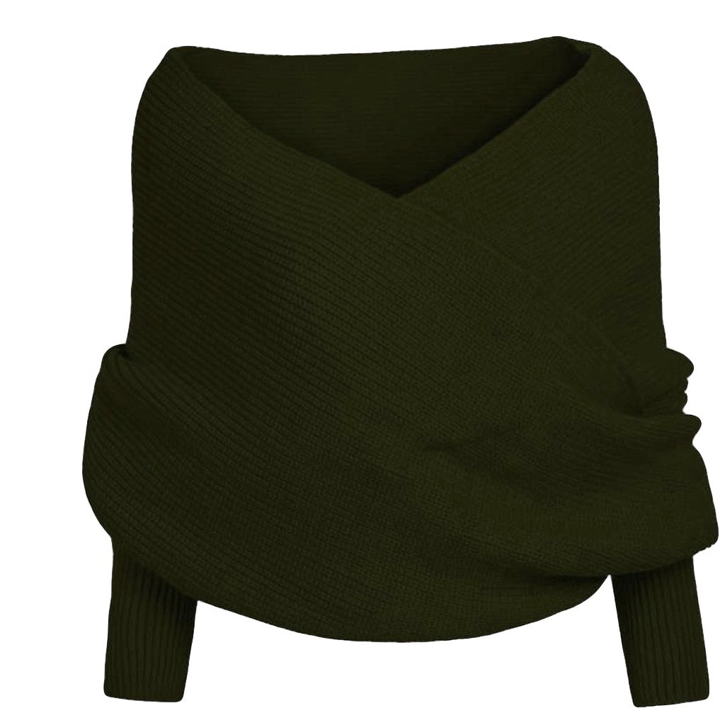 Pañuelo largo de mujer de invierno con mangas bufanda sólida manga de punto de ganchillo largo suave invierno chal grueso cálido Casual chales