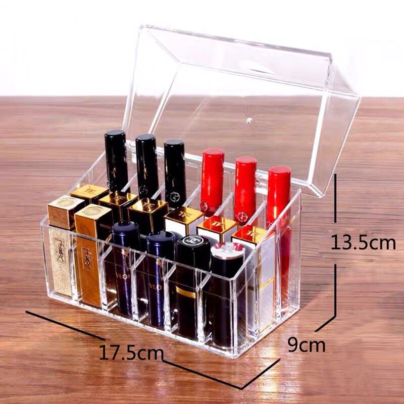 Soporte de almacenamiento de maquillaje acrílico de múltiples rejillas organizador de maquillaje caja de almacenamiento taladro polaco lápiz labial uña caja para cosméticos y joyería titular