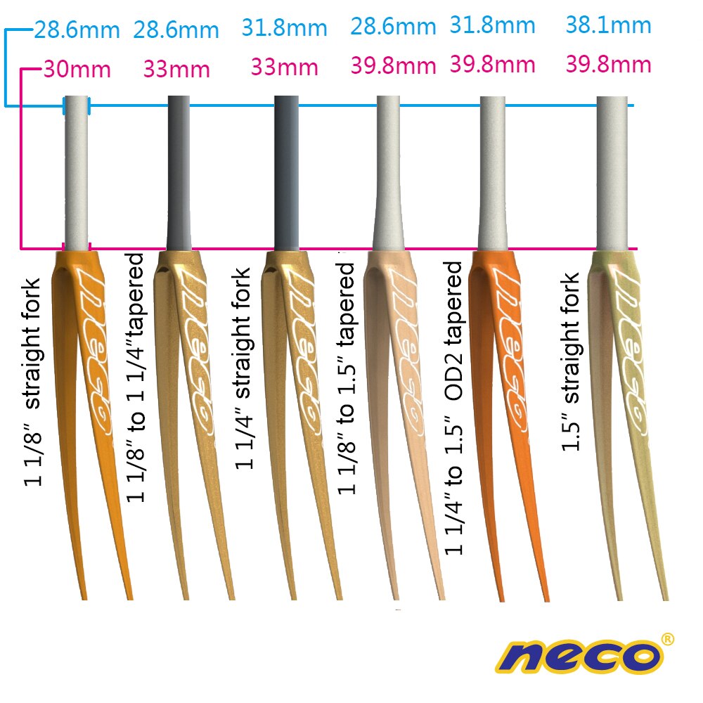 Neco bike headset for giant atx xtc od2 44 50.6 mm mtb bike mountain bearing headset straight tapered fork 28.6 31.8 38.1 33