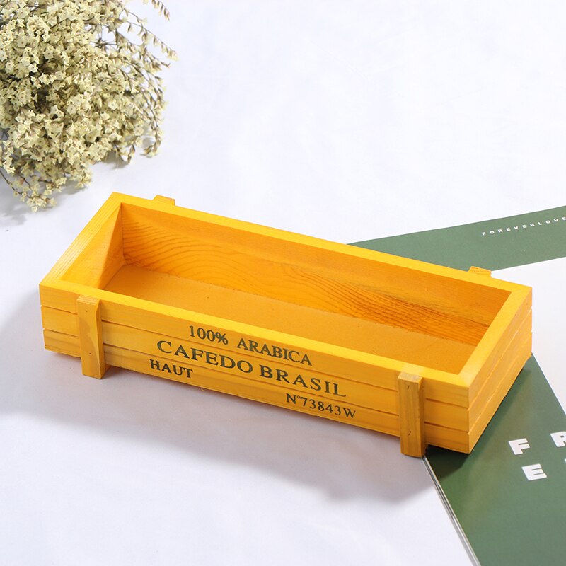 Maceta de madera bonita para interior de helecho, maceta para plantas suculentas, platillos, bonsái de escritorio, maceta, maceta de madera, bandeja para plantar flores: Amarillo