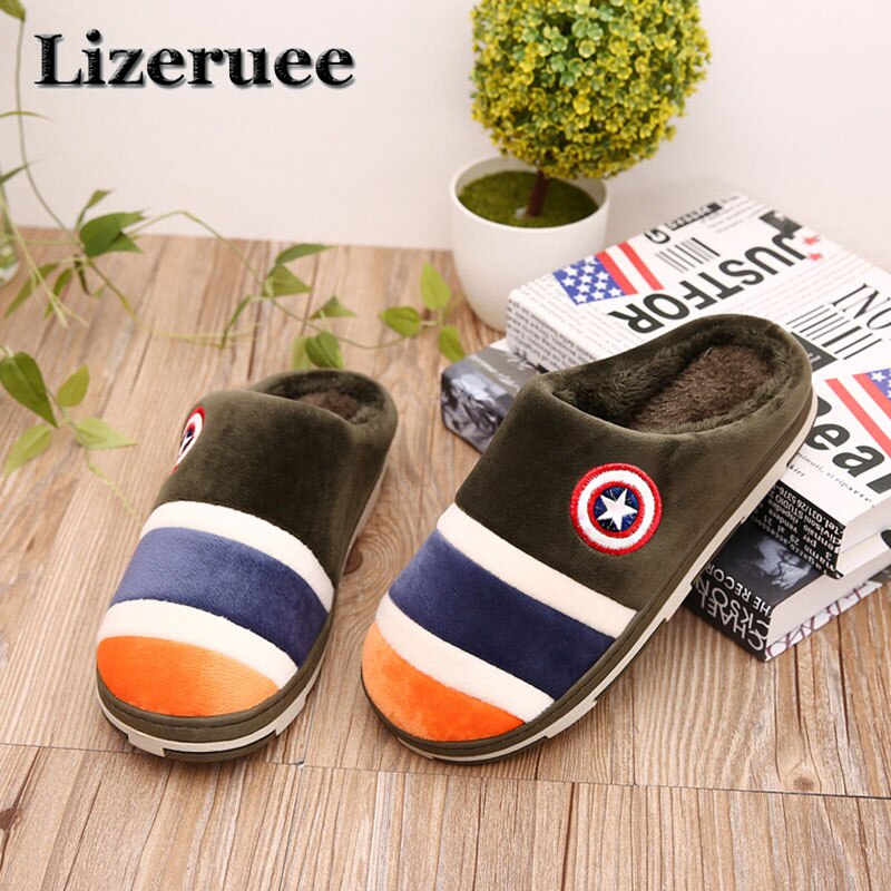 Messieurs pantoufles en peluche grande taille 39-44 homme intérieur pantoufles hiver chaussures adulte solide couleur mixte mâle slippersKS231