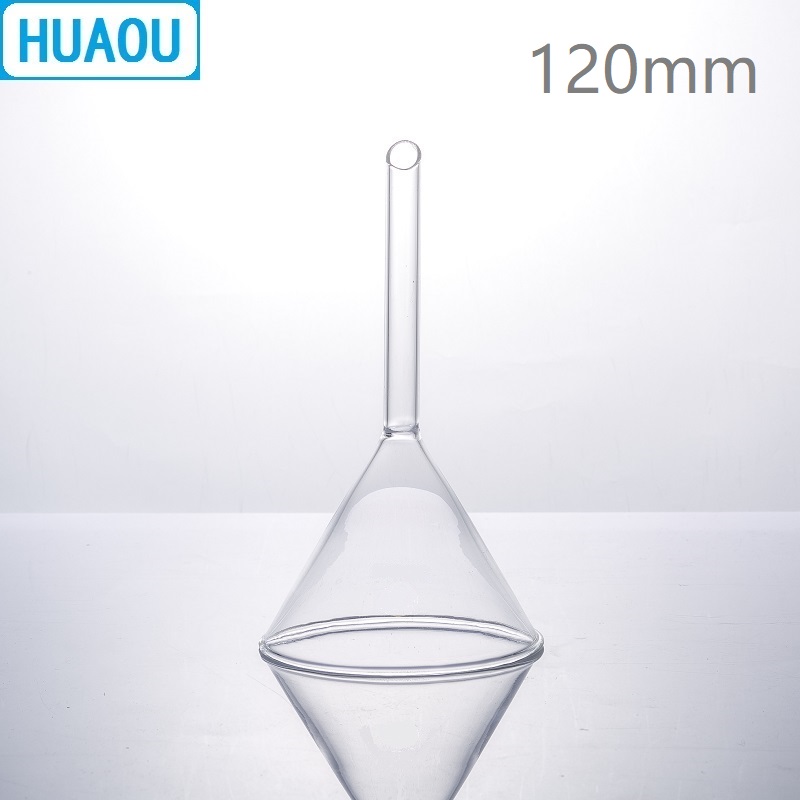 HUAOU 120mm raya embudo tallo corto 60 grados ángulo Neutral vidrio laboratorio equipo de Química