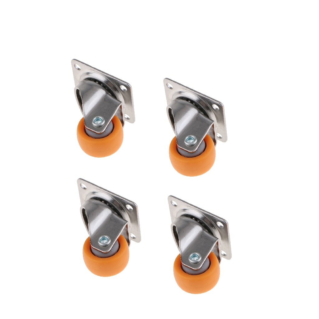 Orange Nylon All Swivel Caster Wheels Plate Castor for Trolleys 25mm, 13kg, 4pcs Set