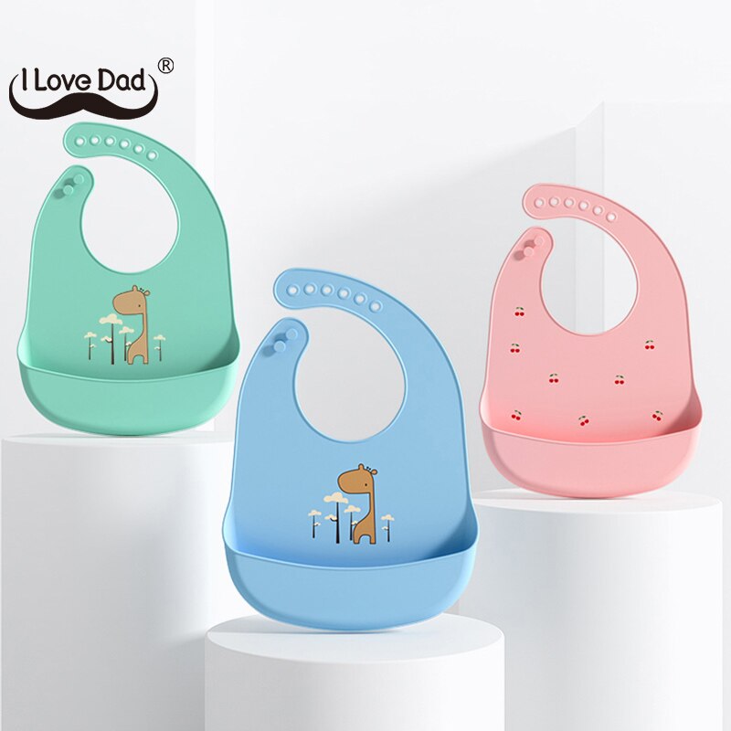 Bavoirs en Silicone pour bébé, animaux de dessin animé cerf, doux, alimentation pour bébé, imperméable, ajustable, pour enfants fille et garçon, accessoires de soins