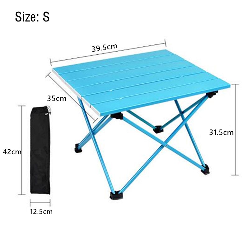 1PC Tragbare Super licht Aluminium Legierung Klapptisch Mini Grill Camping Schreibtisch draussen Wandern Picknick Tisch: blau S