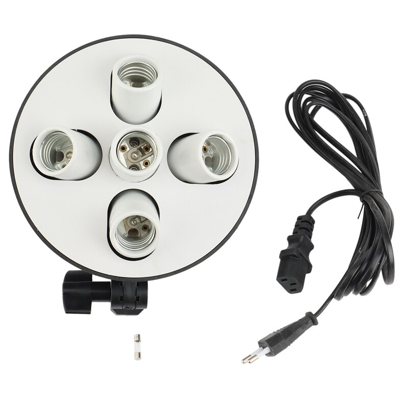 5 Socket E27 Light Lamp Bulb Head Bracket Umbrella Holder Adapter for Photo Studio Softbox, 5 Lamp Bulb Base: green