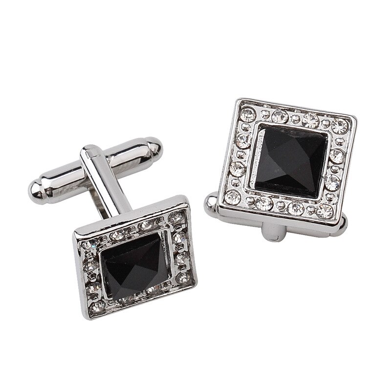 3 kleur Elegante Mannen Manchetknopen Klassieke Luxe Strass Kristal Vierkante Manchetknopen Mannelijke Franse Overhemd Manchet Knop