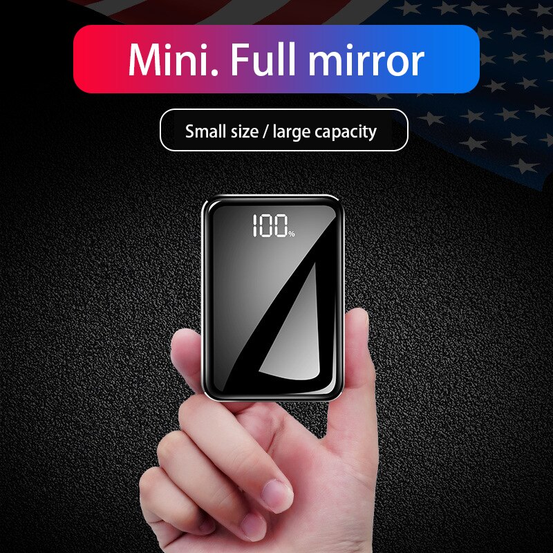 Mini batterie externe 20000 mAh 5V 2A écran miroir appauvrbank pour xiaomi Iphone batterie externe chargeur Portable 20000 mAh Powerbank