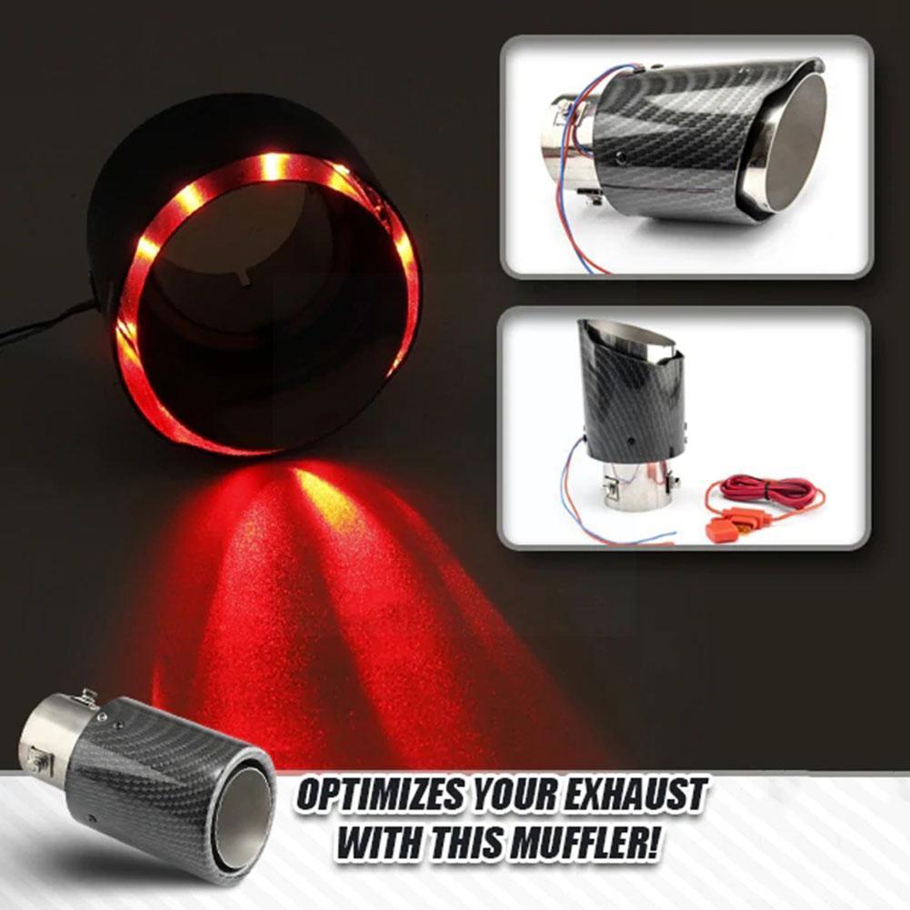 2022 Auto Accessoires Carbon Fiber Kleur Auto Uitlaat Tip 63-65Mm Licht Licht Met Rood/Blauw Rood/Blauw Pijp Led Uitlaat M4Z5