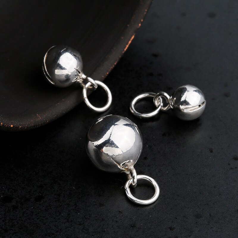 925 Sterling Silver Round Ringing Bell Charms 5mm 6mm 8mm Small Silver Dangle Bell Pendants DIY Jewelry Findings For Bracelets