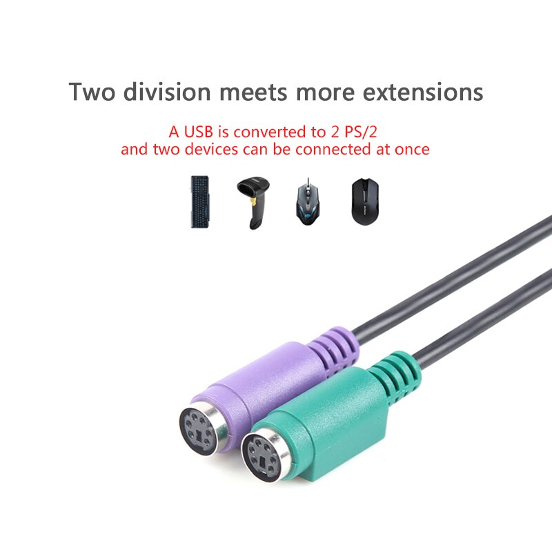 Usb uros  to 6 pin 6 pin  ps2 ps/2 naaras jatkokaapeli y jakajan sovittimen liitin näppäimistön hiiri skannerille windowsille
