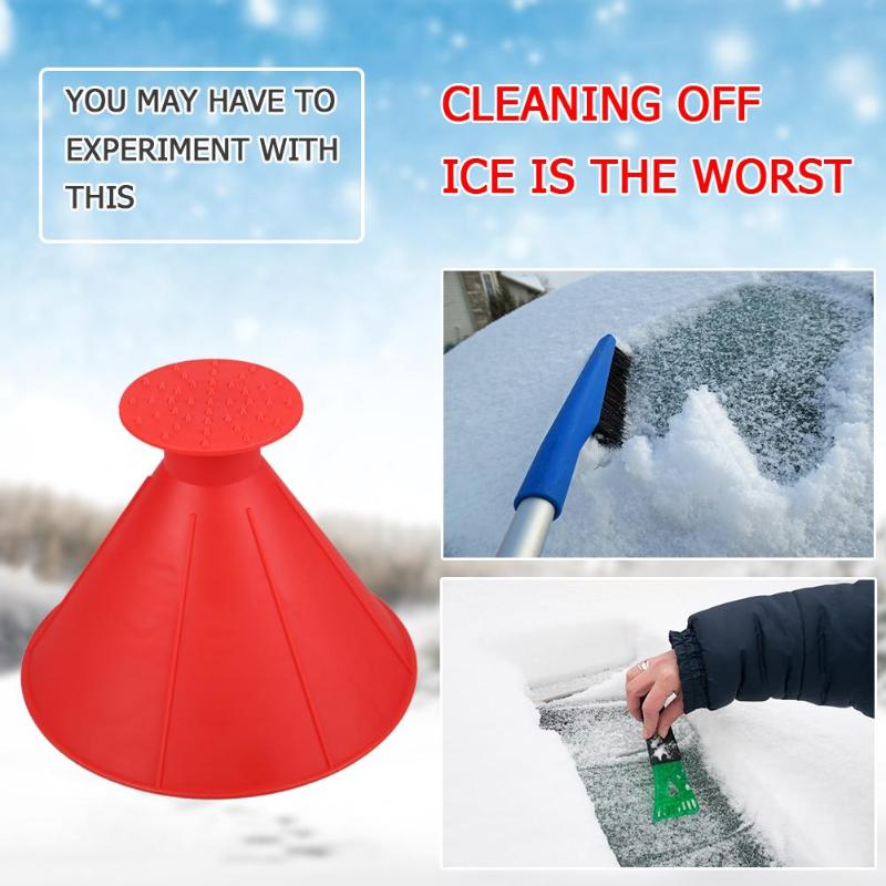 Auto Car Magic Window Windshield Car Ice Scraper Shaped Funnel Snow Remover Deicer Cone Deicing Tool Scraping ONE Round