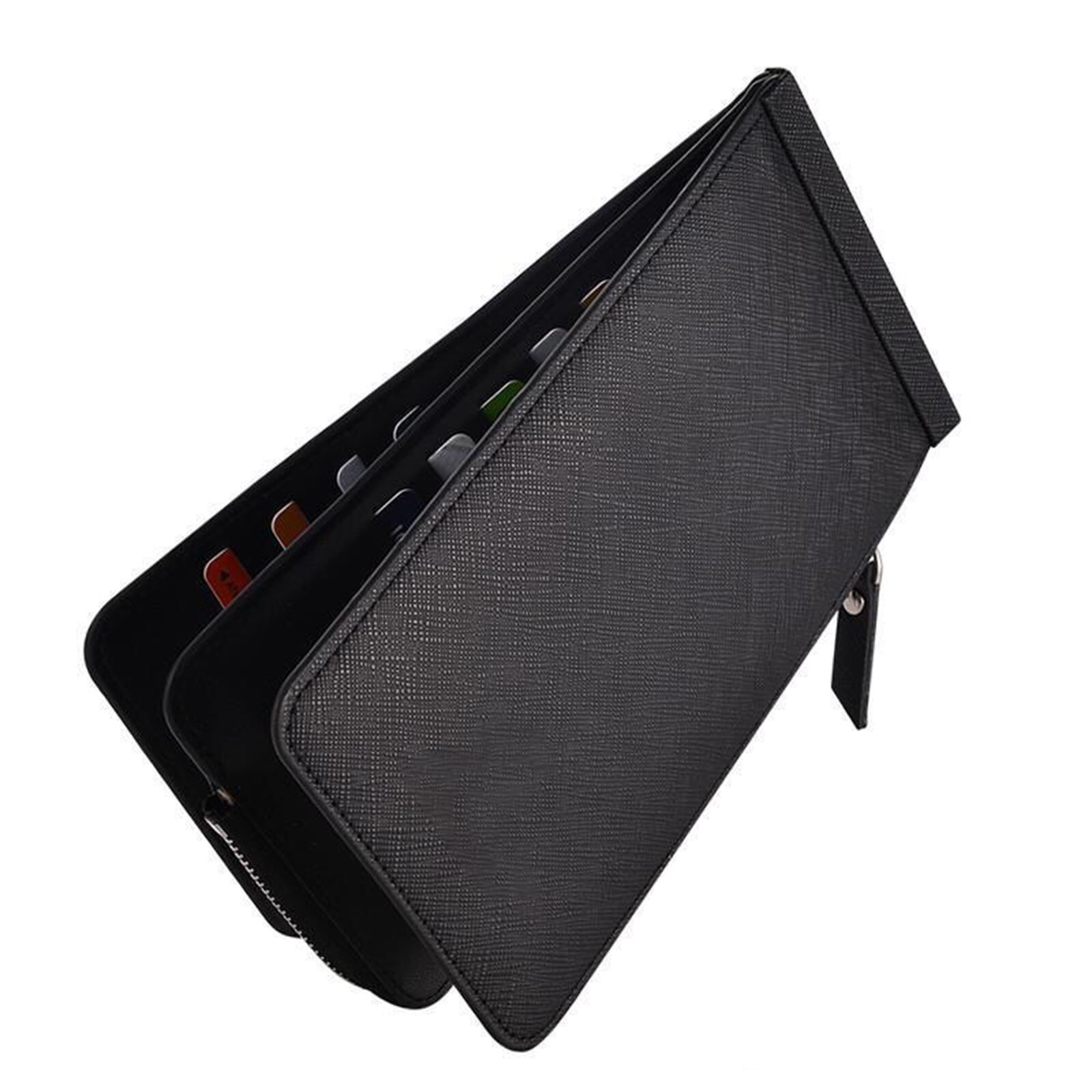Double Zipper Multifunction Card Holder Portable ID Card Credit Card Holder Wallet Unisex-B5: Black
