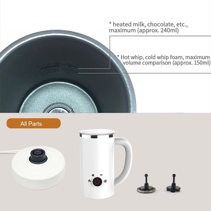 Stainless Steel Milk Frother Electric Heater Automatic 4-in-1 Milk Steamer for Coffee Latte Chocolate Milk Warmer