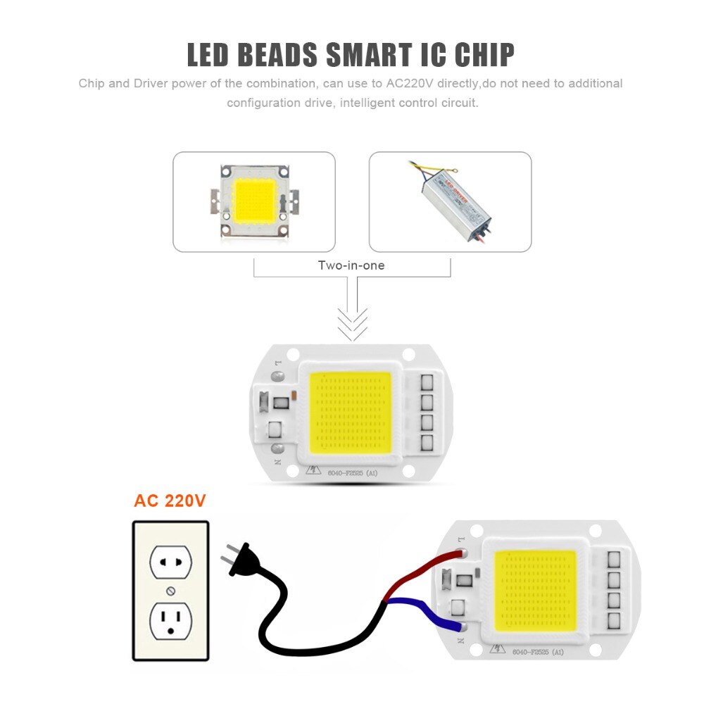 Lámpara de Chip LED COB de 3W, 5W, 7W, 9W, 20W, 30W, 50W, 220V, reflector de luz LED integrado DIY para exteriores, foco de luz
