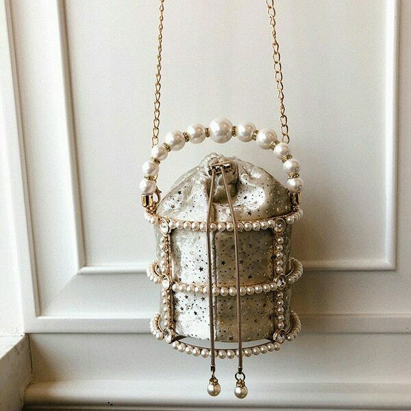 Aushöhlen Perle Eimer Abend Tasche Frauen Luxus Koreanische Handgemachte Heißer Persönlichkeit Elegante Partei