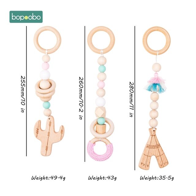 1set Animals Wooden Pendant Baby Play Gym BPA Free Food Grade Wooden Teether Toys Interactive Baby Birth Wooden Blank Toys: Type 6