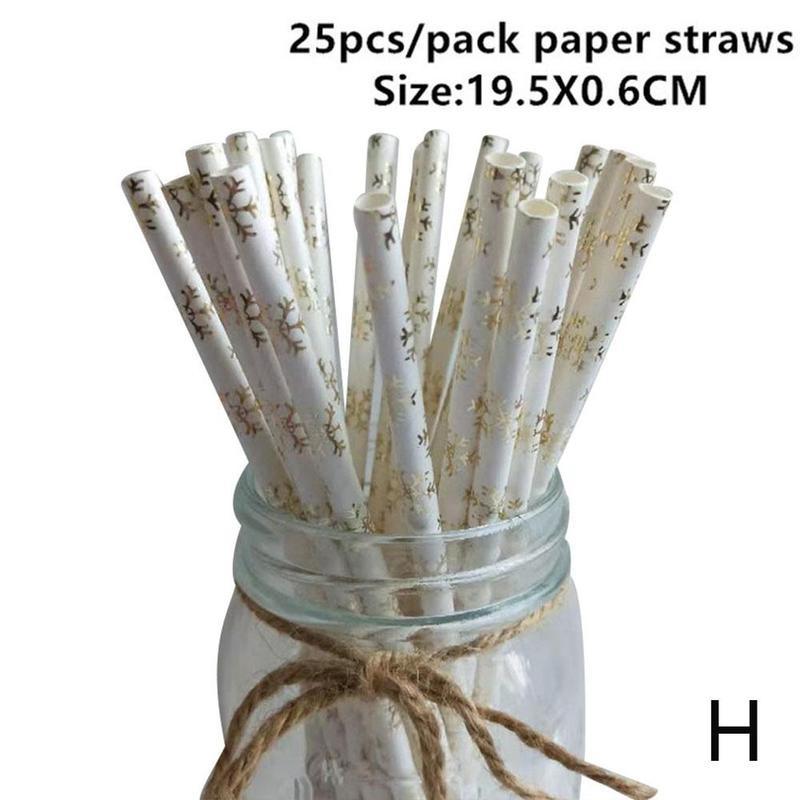25 stücke Weihnachten Papier Strohhalme Weihnachten Baum Frohe Weihnachten Für Heimat Party Papier Neue Strohhalme Liefert Dekorationen Weihnachten Jahr I3Q1: H