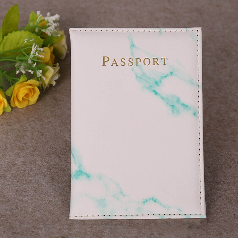 Unisex Passport Cover Marble Style Leather ID Credit Card Cover Passport Holder Women Men Packet Travel Wallet Purse Pouch: light blue